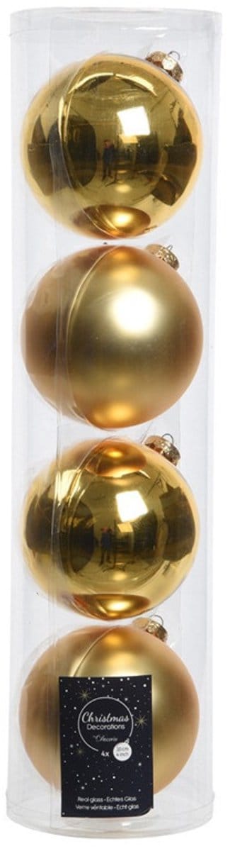 Decoris kerstballen - 12x st - goud - D10 cm - glas - kerstversiering