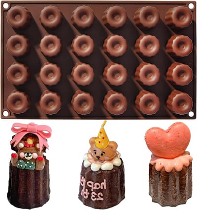 Siliconen cannelé-vorm 24 stuks 3x3 cm bakvorm voor cake, taart en brood