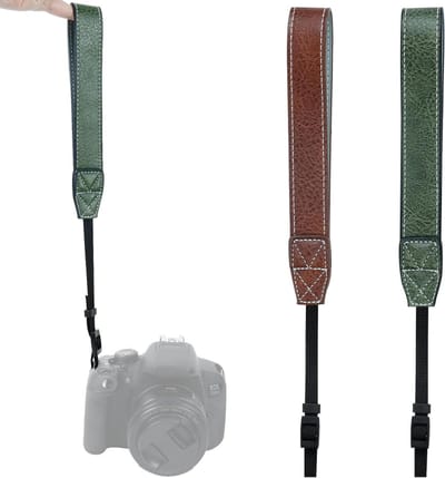 Allecto Plus - Camera Polsriem Verstelbare Polsriem Universele Camera Polsriem Accessoires Polsriem Geschikt voor Meeste Camera's (Bruin & Groen 2 Pack) 1 One Size 1 One Size