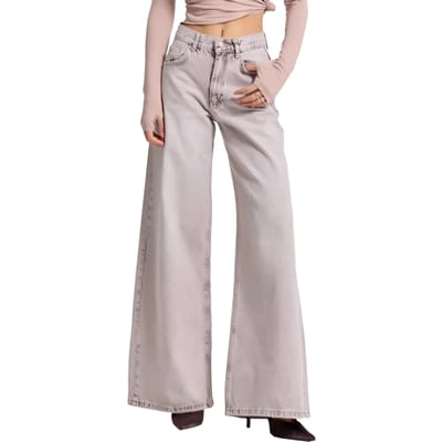 It's Basic - ELENA PALAZZO MID RISE JEANS - TAUPE
