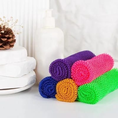 2 stuks lange badspons, exfoliërende douche lichaam scrubber, rug scrubber tot 63 inch (roze en oranje)