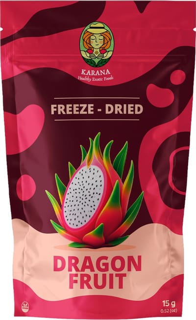 Karana Drakenfruit Gevriesdroogde Gezonde Snack | 3/9 Pack | Natural | Gevriesdroogde Fruitstukjes | Witte Drakenfruit | Exotisch Fruit