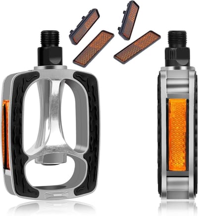 Set van 2 Fietspedalen met Reflecterende Strepen, Antislip Mountainbike Pedalen van Aluminium, Geschikt voor Alle Fietstypes, Zilver, Duurzaam en Lichtgewicht
