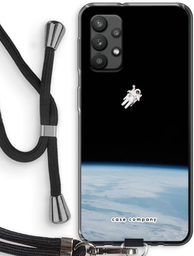 Case Company® - Hoesje met koord geschikt voor Samsung Galaxy A32 4G hoesje met Koord - Alone in Space - Telefoonhoesje met Zwart Koord - Bescherming aan alle Kanten en Over de Schermrand