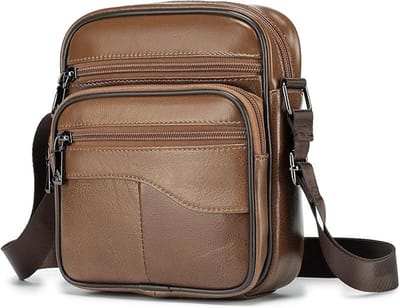PromoHome Heren Leren Schoudertas - Vintage Zakelijke Tas - Multifunctionele Dagtas - Bruin - Retro Design - Geschikt voor Laptop tot 13 inch