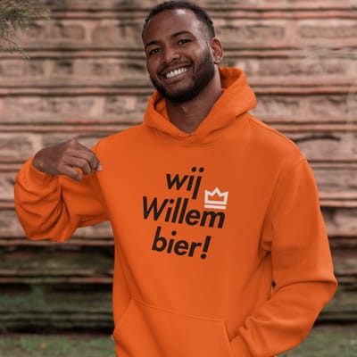 Hoodie - B&C - Wij Willem bier! - Koningsdag - Nederland - Oranje - Heren / Dames - Nederland / Holland / Souvenirs Cadeau Shirt - Maat L