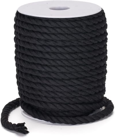 Dik Zwart Macrame Touw 8mm 20m voor Creatieve Projecten, Wanddecoratie, Plantenhanger en Breien