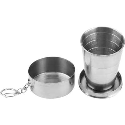 Buiten Roestvrij Staal Inklapbare Vouwbeker voor Reizen Kamperen (4-vouwbaar, 250 ml)