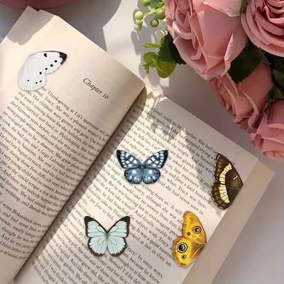 5x Magnetische Boekenleggers – Vlinder Design – Sterke Bladwijzers voor Boeken, Journals & Cadeaus