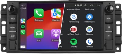 Carplay autoradio geschikt voor Jeep Cherokee Wrangler Compass | 2007 t/m 2018 | Android 13 | Draadloos Apple Carplay & Android auto | 2GB + 64GB | 4-core | Denago | 2025 model | 2007 2008 2009 2010 2011 2012 2013 2014 t/m 2018 | Bluetooth & Wifi