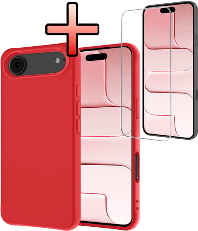 Hoesje - Met Screenprotector - Geschikt voor Apple iPhone Air - Sterk & Shockproof - Back Cover - Siliconen Case - Telefoon Hoes - Rood