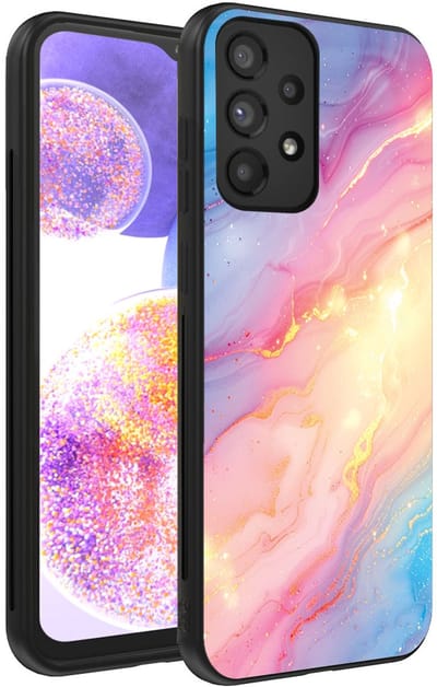 Smartphonica Telefoonhoesje Geschikt voor Samsung Galaxy A23 met Regenboog Glitter Marmer Opdruk - TPU Backcover Case Rainbow Glitter Marble Design geschikt voor Samsung Galaxy A23