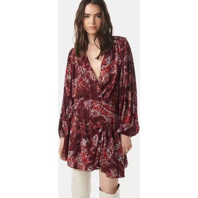 IRO Paris Azula Dress Multico Burgundy Maat: S | Mini Jurken Outlet | Dames | Bordeaux