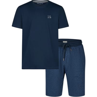 Phil & Co Essential Shortama Heren Korte Pyjama Set Blauw - Maat M