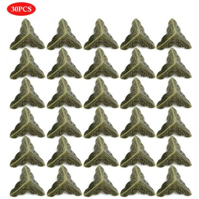 30 Pièces Protecteurs d'Angle de Boîte Étui en Métal Sculpté Garde-Bords de Boîte en Bois gray