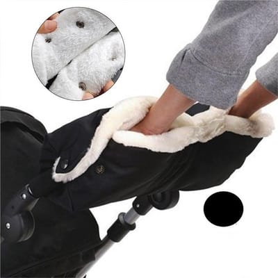Kinderwagenwanten - Warme wanten - Vorst- en winddichte kinderwagenwanten - Wanten met pluche voering - Winteraccessoires voor kinderwagens - Geschikt voor kinderwagens - Zwart