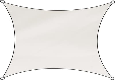 Livn Schaduwdoek Como Polyester Rechthoekig 3x4m wit - 100% UV-bescherming - Dikte doek: 160 gr/m2 - Inclusief bevestigingskoord en RVS bevestigingsringen