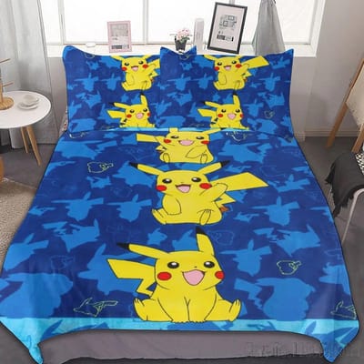 Anime Pokemon Pikachu Beddengoed Set Dekbed Dekbedovertrek Dekbed Beddengoed Twin Enkel King Kinderen Volwassenen Cadeau AU Single(140*210cm)3pcs
