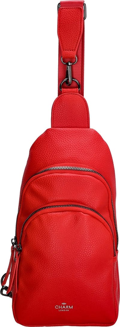 Charm London New York Schoudertas Dames - Crossbodytas met verstelbare schouderband - Tas van Imitatieleder - Rood