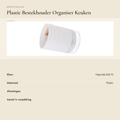 Dailygoods- Keukengereihouder Ronde Afdruiprek - Bestekhouder - Organizer - Vorken/Lepels/Eetstokjes - Kunststof - Duurzaam en Milieuvriendelijk