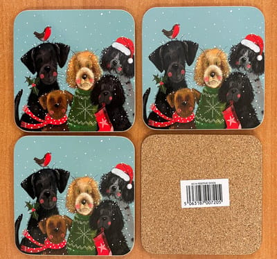 Alex Clark Onderzetters Festive Dogs ~Honden Kerst/winter