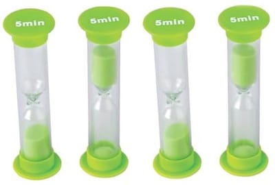 Zandloper set van 4 - 5 minuten, groen, klein