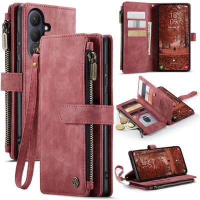 CaseMe Hoesje - Geschikt voor Samsung Galaxy S26 Hoesje - CaseMe C30 Book Case met Portemonnee - Rood