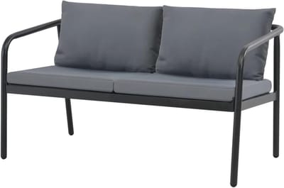 Tuinbank 2-zits - Buitenbank Fauteuil - Buiten Ontspannen - Weerbestendig Aluminium - Met Kussens - Donkergrijs