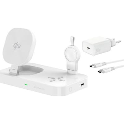 4smarts 3-in-1 Qi2/MagSafe Draadloze Oplader voor Telefoon/Samsung Watch/Oortjes
