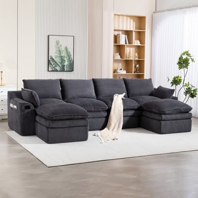 Wishdor - Modulaire Bank - Opbergtassen En Flexibele Opstelling - Moderne Stijl - Voor Woonkamer Of Kantoor - Cord - Donkergrijs