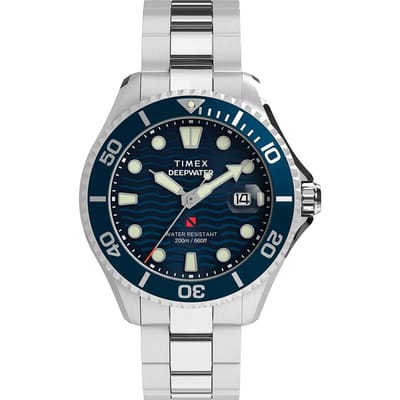 Timex Deep Water Meridian TW2W81900 Horloge - Staal - Zilverkleurig - Ø 44 mm