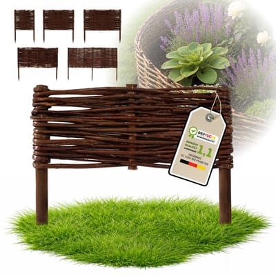 Floranica Tuinafscheiding van wilg - 1 stuk - Hoogte: 10 cm Lengte: 30 cm - Wilgenvlechtwerk, tuinhek, randafwerking voor bloembedden, hout, gazonrand