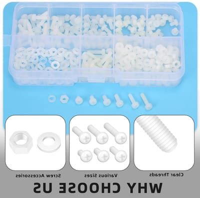 360 Stuks M3 x 4/5/6/8/10/12mm Nylon Kruiskop Schroef Moer Ring Kit voor Diverse Industriële Bevestigingstoepassingen
