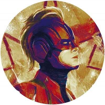 Fotobehang - Avengers Painting Captain Marvel Helmet 125x125cm - Rond - Vliesbehang - Zelfklevend