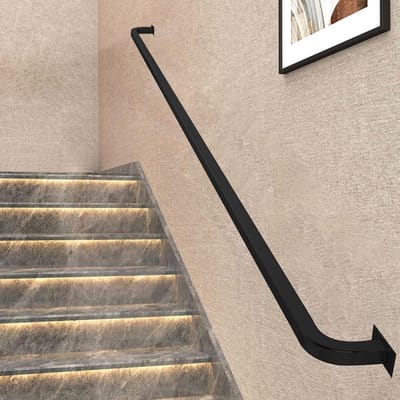 Trapleuning voor muren - Muursteun handgreep - Veilig traplopen - Gesmeed ijzer - 600cm lengte - Zwart