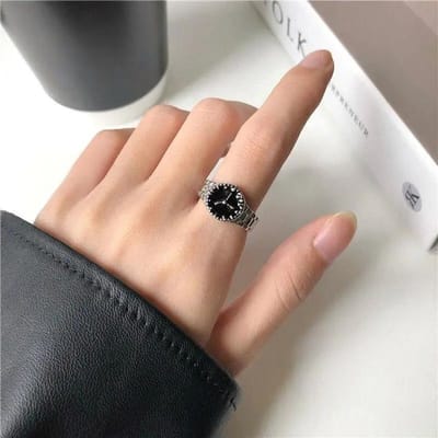 Bagues créatives en forme de montre pour femmes, bagues à ouverture réglable, bagues vintage punk pour hommes, mini montre, bagues de couple
