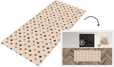 Keukenloper - Loper keuken - Bloemen - Patronen - Stippen - 120x50 cm - Keukenloper vinyl