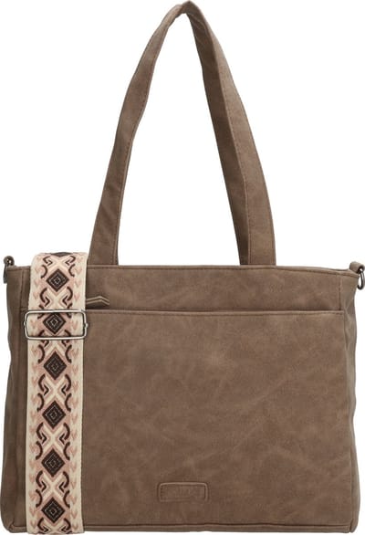 Beagles Malaga Hand & Schoudertas Shopper met Trendy Schouderband - Tote Bag - Dames Tas - Donkertaupe