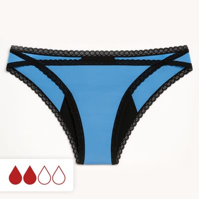 Menstruatie Ondergoed van Bamboe 4-laags Lekvrij Blauw - Tot 12 uur Lekvrij - Incontinentie Ondergoed - Absorberende Slip - Onderbroek - Period Underwear