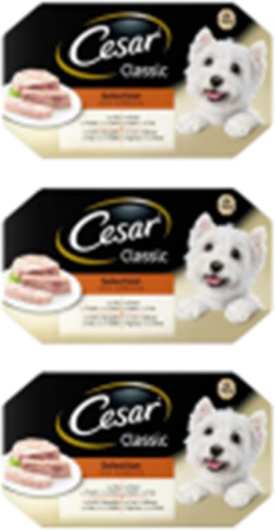 3x Cesar Classic Kuipje in Gelei Selection Multipack - Hondenvoeding - 600g