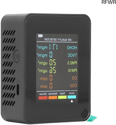 RFWR® Luchtkwaliteit Monitor voor Binnen - LCD Scherm, CO2, TVOC, HCHO, PM2.5, PM10 Tester met Alarm