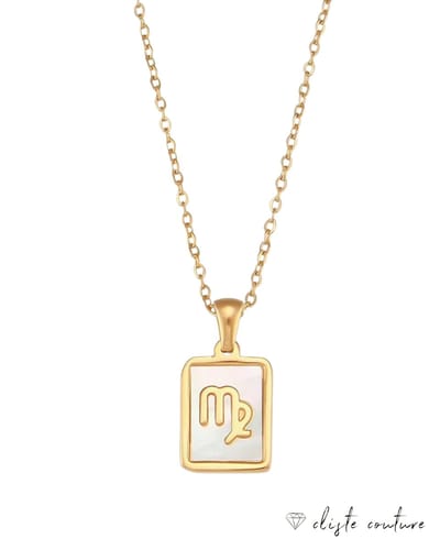 Cliste Couture - Stars Sterrenbeeld Ketting met Schelp Maagd / Virgo - Stainless Steel met Goud Verguld - 45cm Ketting met Zodiac Hanger - Inclusief Cadeau Verpakking