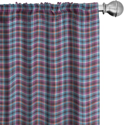 ABAKUHAUS Geruit Gordijnen – 2x75x245 cm – Microvezel – Semi-donker