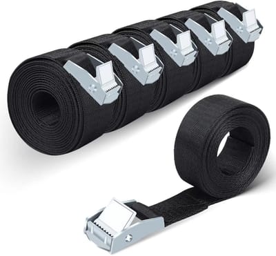 6x Spanbanden met Klemgesp - Zwart - Vastzetbanden tot 250 kg voor Fietsendrager, Motor, Bagage