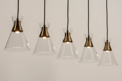 Lumidora Hanglamp 74677 - THIJMEN - 5 Lichts - E27 - Brons - Transparant - kleurloos - Metaal
