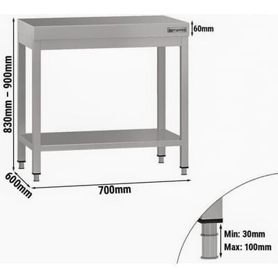GGM Gastro Edelstahl Arbeitstisch ECO - 700x600mm - mit Grundboden Zilver