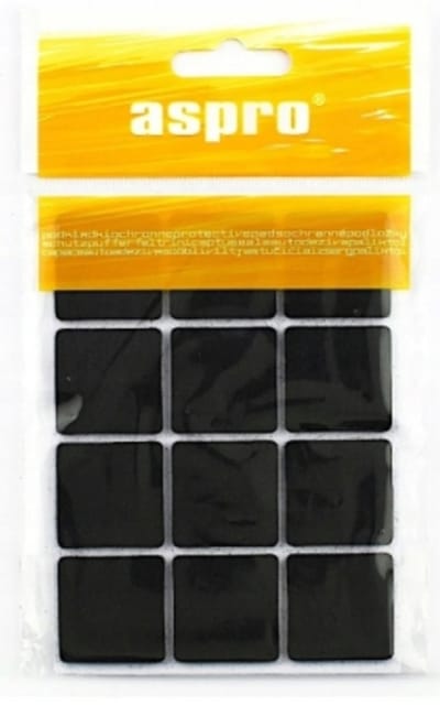 Aspro Serie - Zelfklevende Viltpads - 2,8x2,8 cm - Zwart - 12 stuks