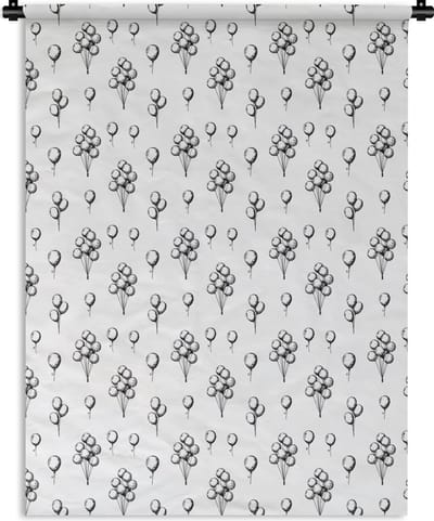 Wandkleed - Wanddoek - Ballon - Patronen - Zwart Wit - 150x200 cm - Wandtapijt