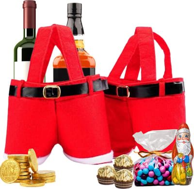 Home & Marker - Kerstmis Flessentas - Flessendrager - Wijnfleshouder - Wijntas - Kerstdecoratie - Kerstbroek - 2 Stuks - CANDYBAG
