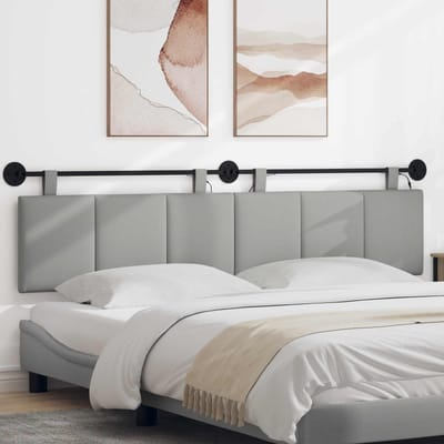 vidaXL - Hangend - hoofdbord - Met - LED-verlichting - Wolkgrijs - Stof
